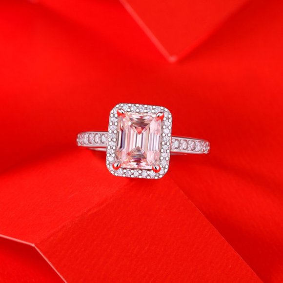 Certified 2ct. t.w. Moissanite Diamond Emerald Cut Engagement Ring NEW - Picture 4 of 11